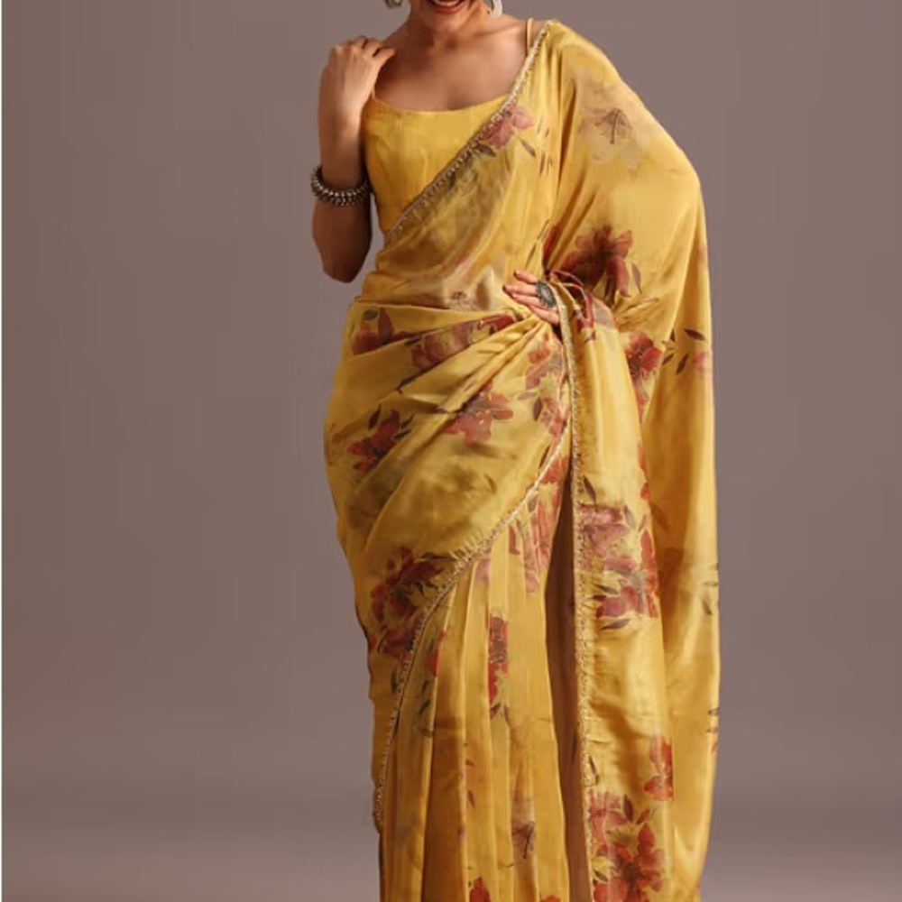 Floral Yellow Saree